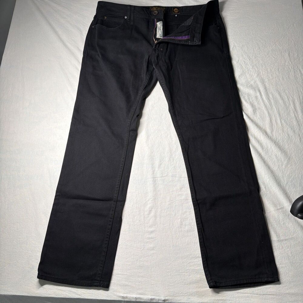 AKOO No Rivals Mens Baggy Relaxed Leg Cotton Jeans Black 38